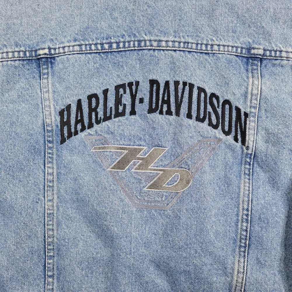 HARLEY DAVIDSON DENIM‎ JEAN JACKET Y2K VTG WOMENS SIZE MEDIUM BIKERSBLUES
